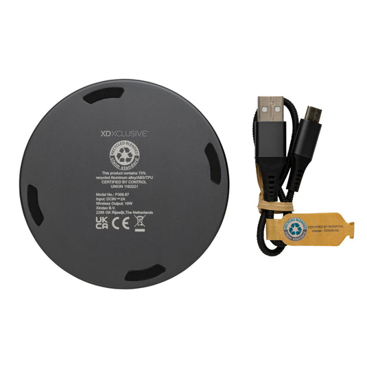 Terra RCS recycled aluminium 10W wireless charger - Custom Wood Designs