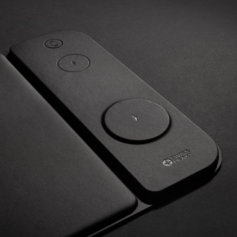 Load image into Gallery viewer, Swiss peak RCS recycled PU 15W 3 in 1 charging mousepad - Custom Wood Designs
