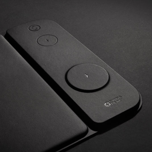 Swiss peak RCS recycled PU 15W 3 in 1 charging mousepad - Custom Wood Designs