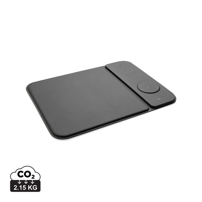 Swiss peak RCS recycled PU 15W 3 in 1 charging mousepad - Custom Wood Designs
