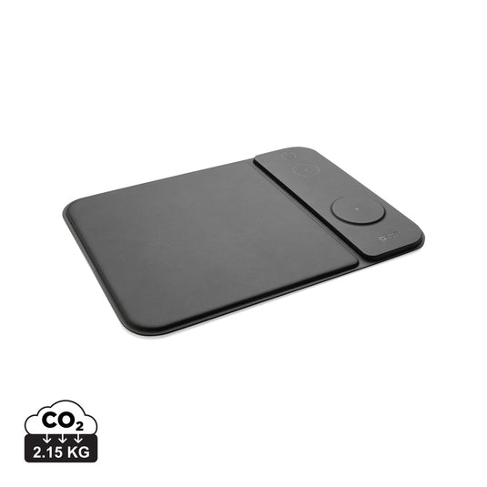 Swiss peak RCS recycled PU 15W 3 in 1 charging mousepad - Custom Wood Designs
