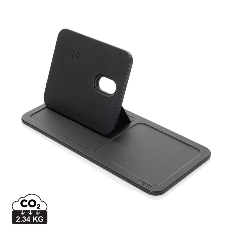 Load image into Gallery viewer, Swiss Peak 3 in 1 RCS recycled PU wireless charger desk tray - Custom Wood Designs
