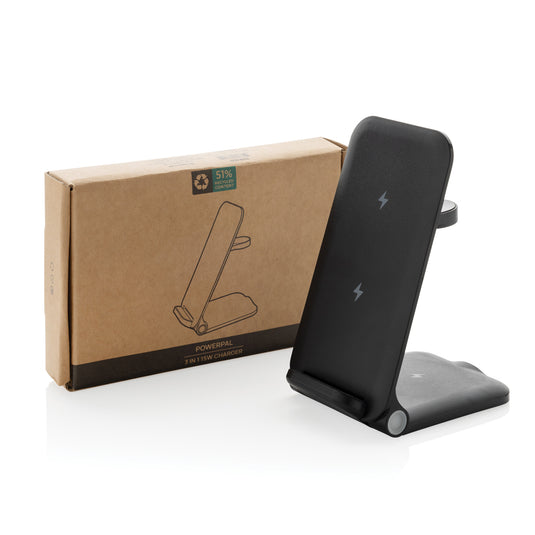 Powerpal 3 in 1 RCS recycled plastic 15W charger - Custom Wood Designs