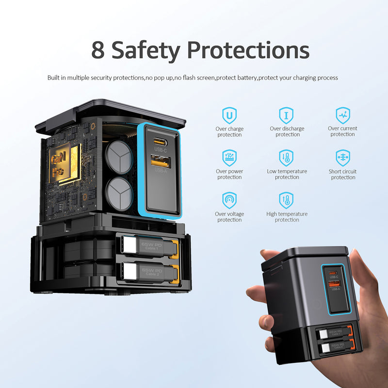 Load image into Gallery viewer, Urban Vitamin Sacramento 105W GAN charger+retractable cables - Custom Wood Designs Urban Vitamin Sacramento 105W GAN charger+retractable cables
