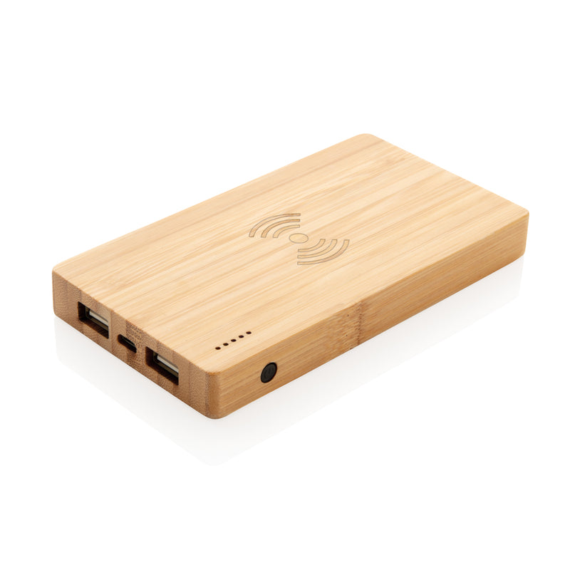 Load image into Gallery viewer, Bamboo 4.000 mAh wireless 5W Powerbank - Custom Wood Designs
