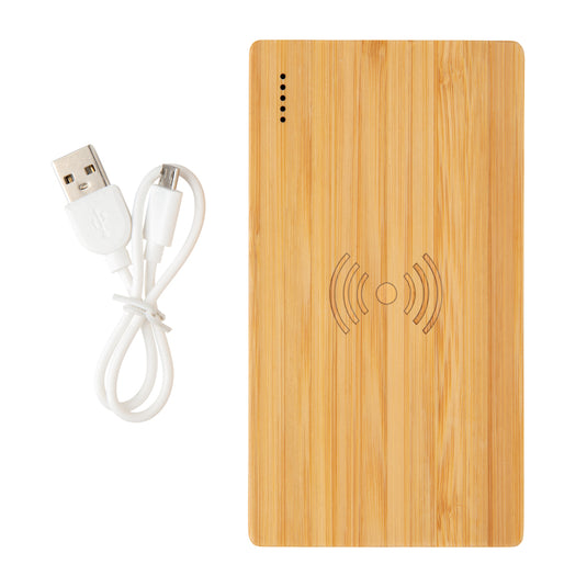 Bamboo 4.000 mAh wireless 5W Powerbank - Custom Wood Designs