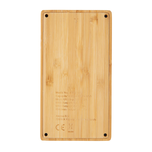 Bamboo 4.000 mAh wireless 5W Powerbank - Custom Wood Designs