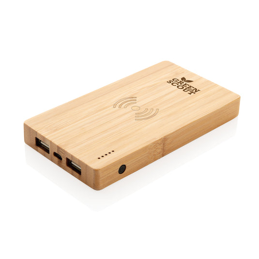 Bamboo 4.000 mAh wireless 5W Powerbank - Custom Wood Designs