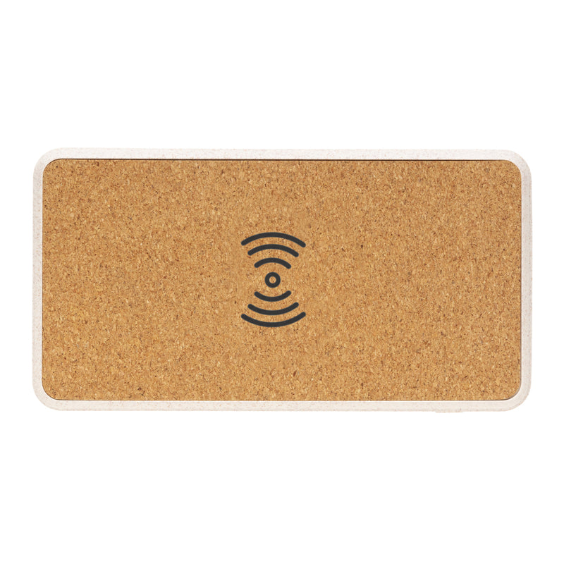 Load image into Gallery viewer, Cork and Wheat Straw 8.000 mAh 5W wireless powerbank - Custom Wood Designs
