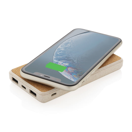 Cork and Wheat Straw 8.000 mAh 5W wireless powerbank - Custom Wood Designs
