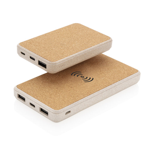Cork and Wheat Straw 8.000 mAh 5W wireless powerbank - Custom Wood Designs