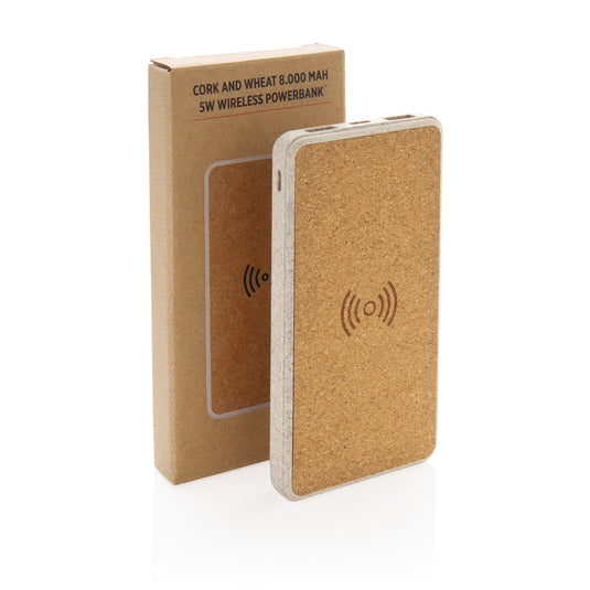 Cork and Wheat Straw 8.000 mAh 5W wireless powerbank - Custom Wood Designs