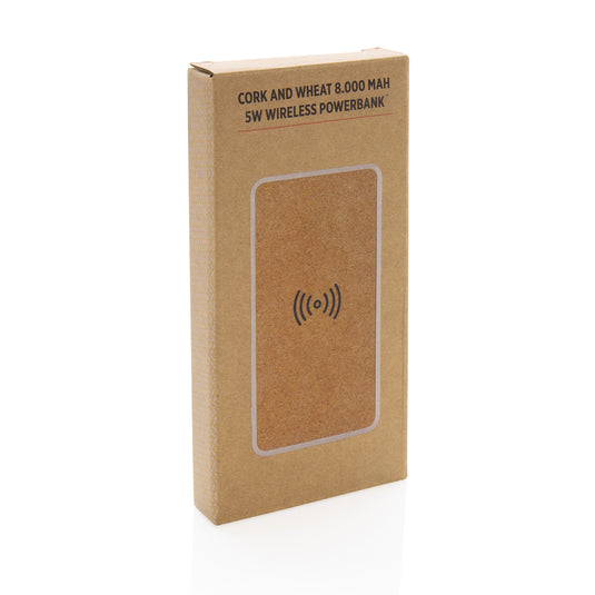 Cork and Wheat Straw 8.000 mAh 5W wireless powerbank - Custom Wood Designs