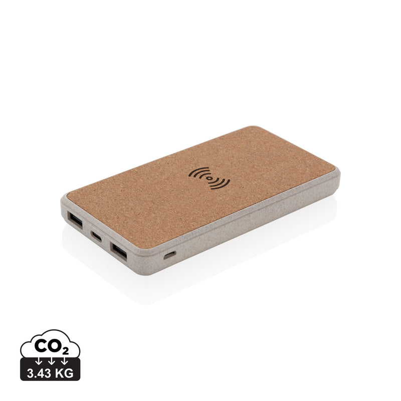 Load image into Gallery viewer, Cork and Wheat Straw 8.000 mAh 5W wireless powerbank - Custom Wood Designs
