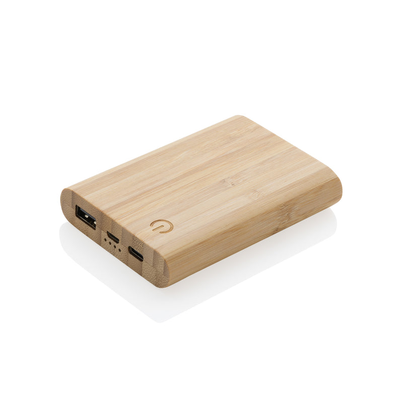 Load image into Gallery viewer, Bamboo 5.000 mAh powerbank - Custom Wood Designs
