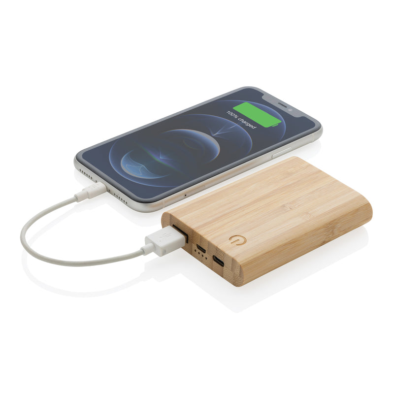 Load image into Gallery viewer, Bamboo 5.000 mAh powerbank - Custom Wood Designs

