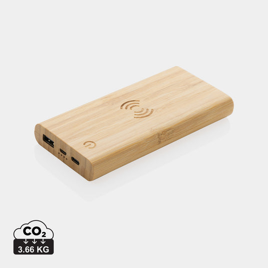 Bamboo 8.000 mAh 5W wireless powerbank - Custom Wood Designs