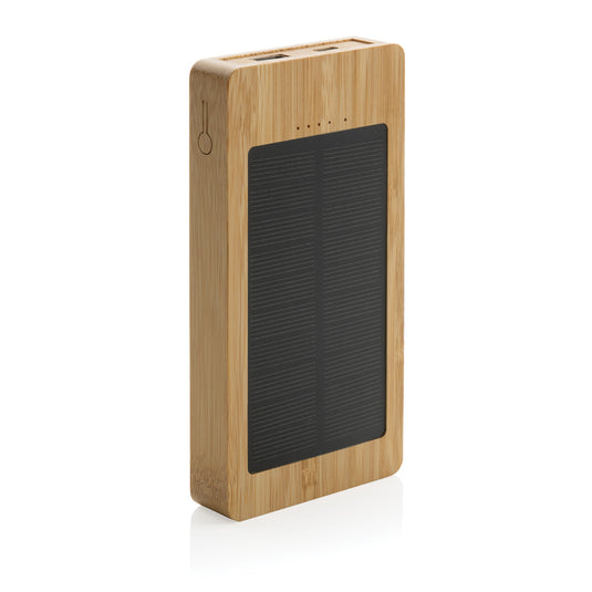 Sunwick 10.000 mAh Bamboo solar powerbank - Custom Wood Designs