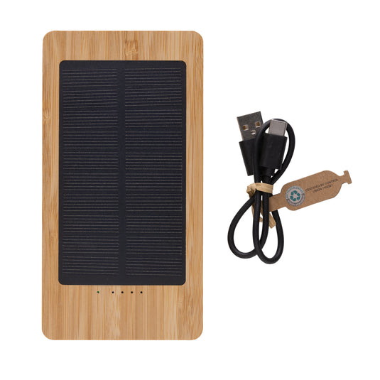 Sunwick 10.000 mAh Bamboo solar powerbank - Custom Wood Designs