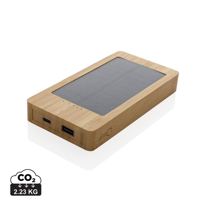 Sunwick 10.000 mAh Bamboo solar powerbank - Custom Wood Designs