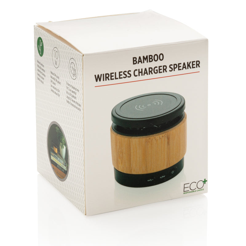 Load image into Gallery viewer, Bamboo wireless charger speaker - Custom Wood Designs
