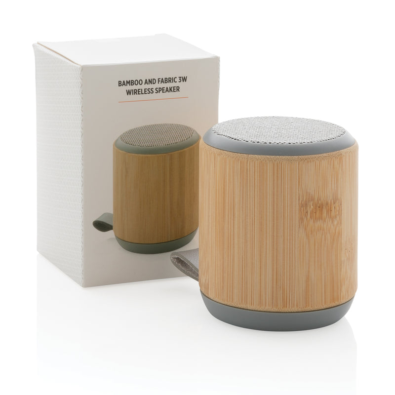 Load image into Gallery viewer, Bamboo and fabric 3W wireless speaker - Custom Wood Designs
