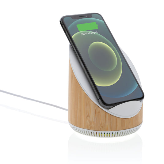 Ovate bamboo 5W speaker with 15W wireless charger - Custom Wood Designs