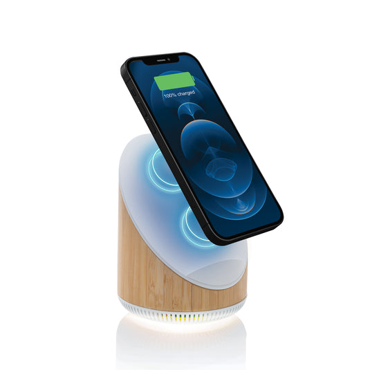 Ovate bamboo 5W speaker with 15W wireless charger - Custom Wood Designs