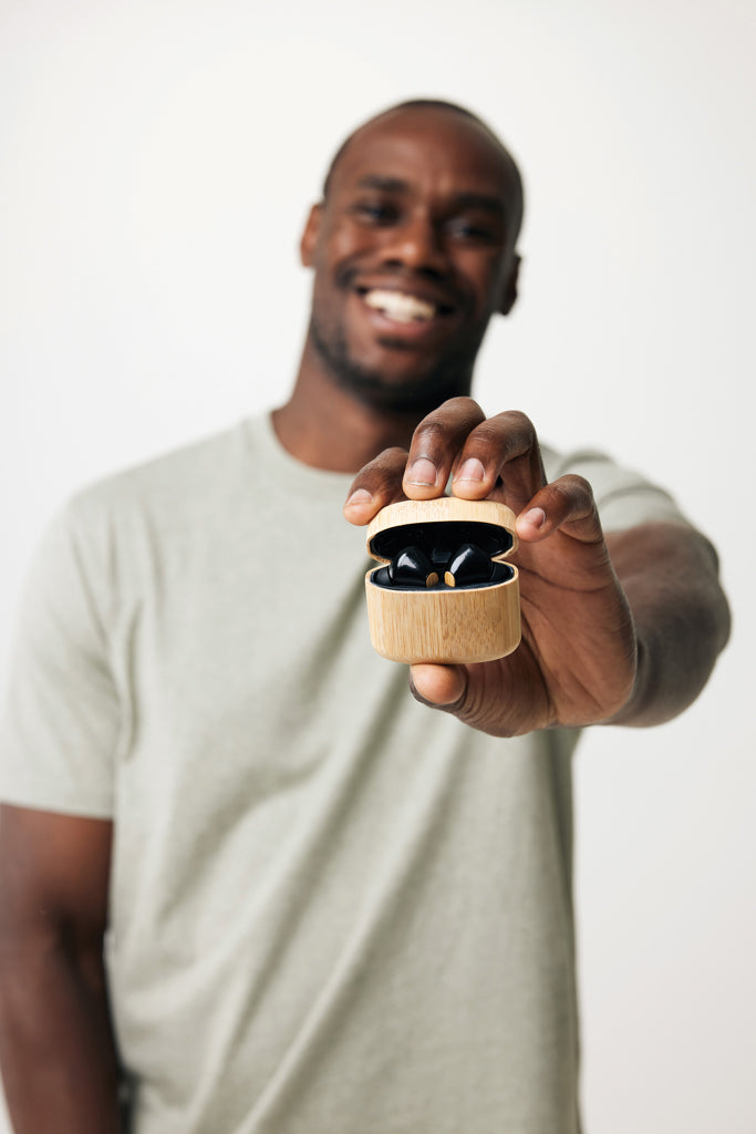 Load image into Gallery viewer, Bamboo TWS earbuds with RCS recycled plastic - Custom Wood Designs
