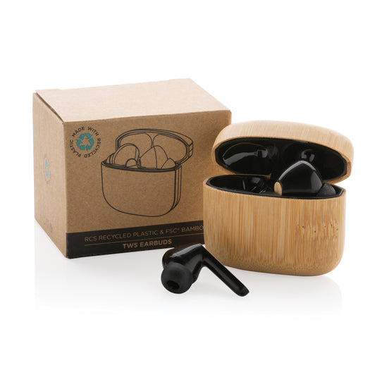 Bamboo TWS earbuds with RCS recycled plastic - Custom Wood Designs