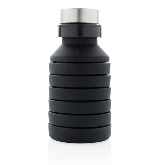 Leakproof collapsible silicone bottle with lid - Custom Wood Designs