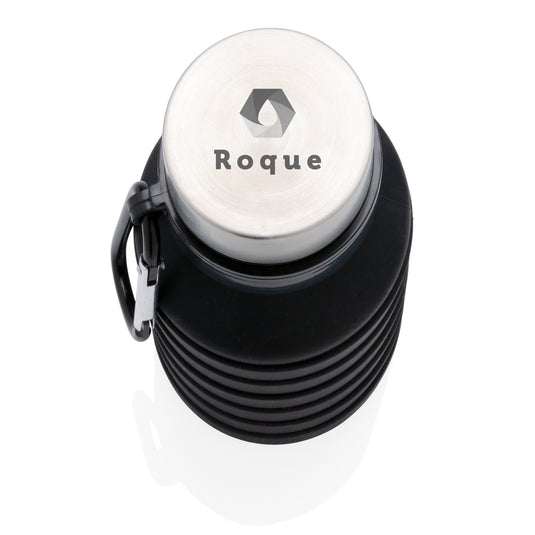 Leakproof collapsible silicone bottle with lid - Custom Wood Designs