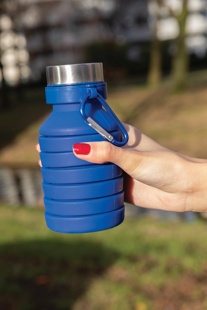 Load image into Gallery viewer, Leakproof collapsible silicone bottle with lid - Custom Wood Designs
