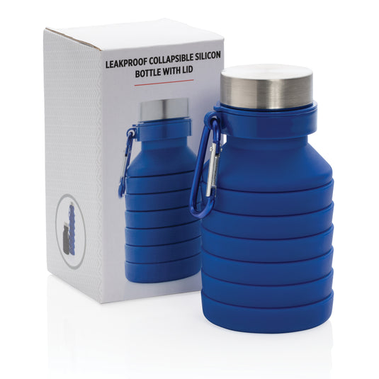 Leakproof collapsible silicone bottle with lid - Custom Wood Designs