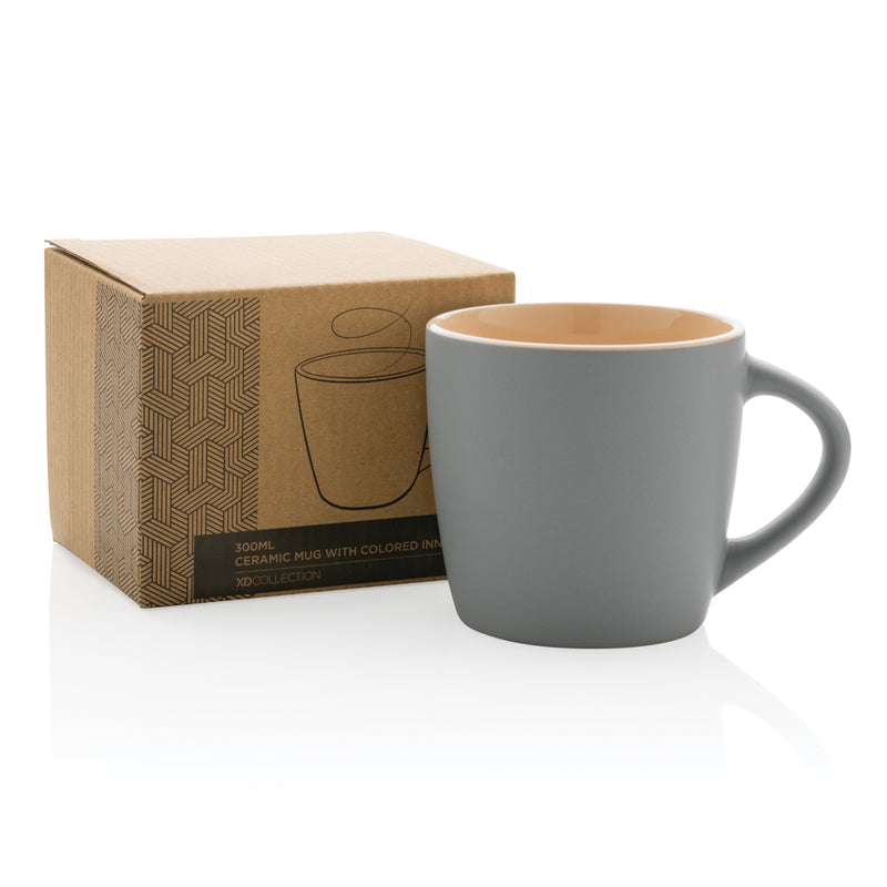 Load image into Gallery viewer, Ceramic mug with coloured inner 300ml - Custom Wood Designs
