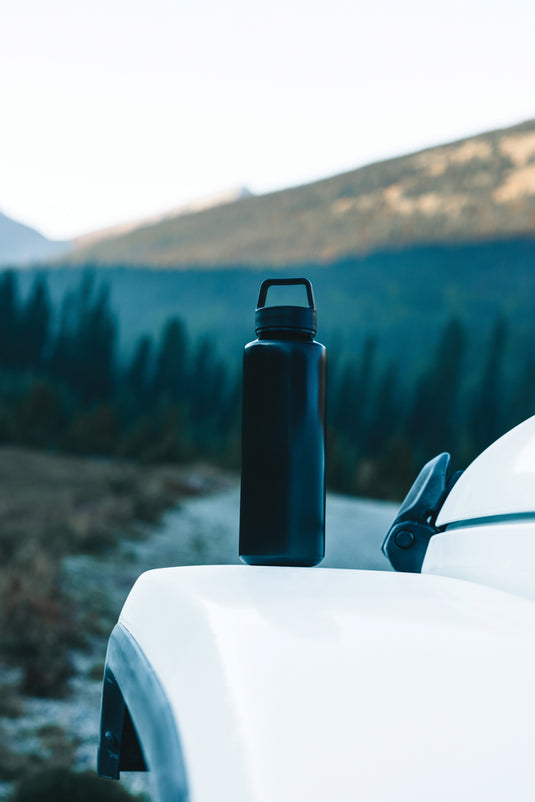 RCS certified recycled PP water bottle with handle - Custom Wood Designs