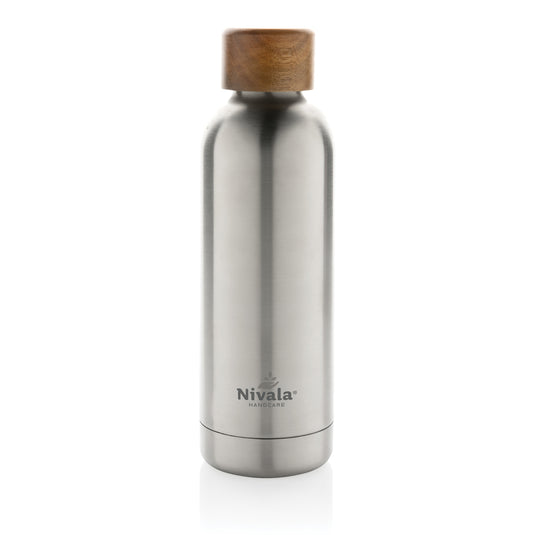 Wood RCS certified recycled stainless steel vacuum bottle - Custom Wood Designs