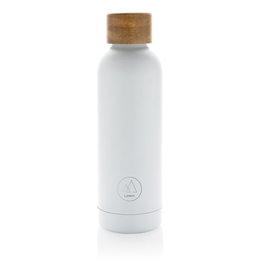 Wood RCS certified recycled stainless steel vacuum bottle - Custom Wood Designs