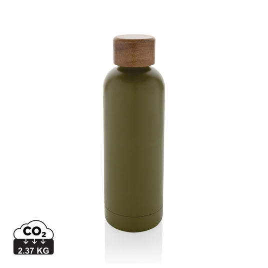 Wood RCS certified recycled stainless steel vacuum bottle - Custom Wood Designs