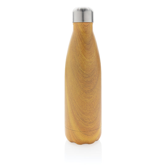 Vacuum insulated stainless steel bottle with wood print - Custom Wood Designs