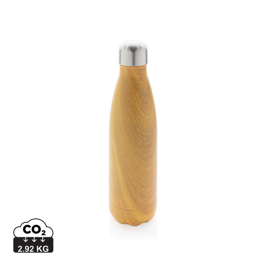 Vacuum insulated stainless steel bottle with wood print - Custom Wood Designs
