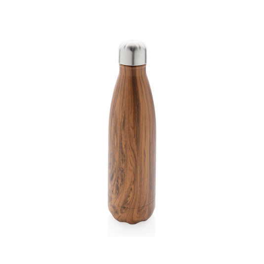 Vacuum insulated stainless steel bottle with wood print - Custom Wood Designs
