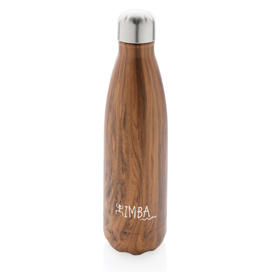 Vacuum insulated stainless steel bottle with wood print - Custom Wood Designs