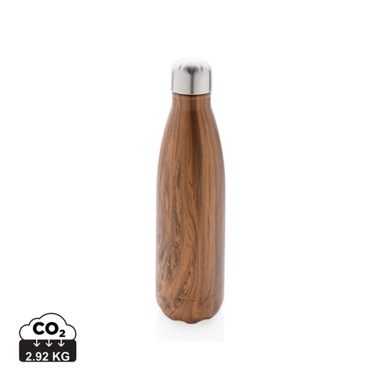 Vacuum insulated stainless steel bottle with wood print - Custom Wood Designs