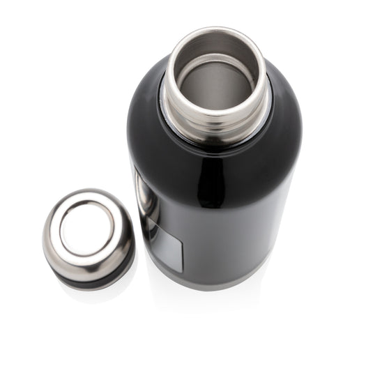 Leak proof vacuum bottle with logo plate - Custom Wood Designs