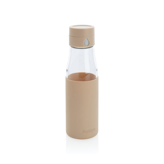 Ukiyo glass hydration tracking bottle with sleeve - Custom Wood Designs