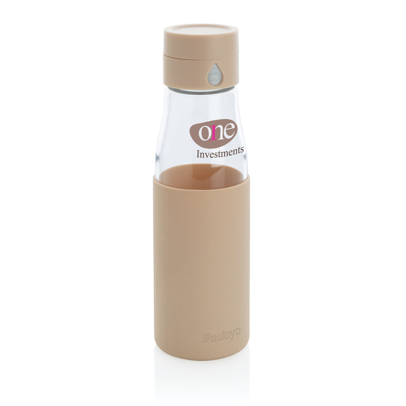 Load image into Gallery viewer, Ukiyo glass hydration tracking bottle with sleeve - Custom Wood Designs
