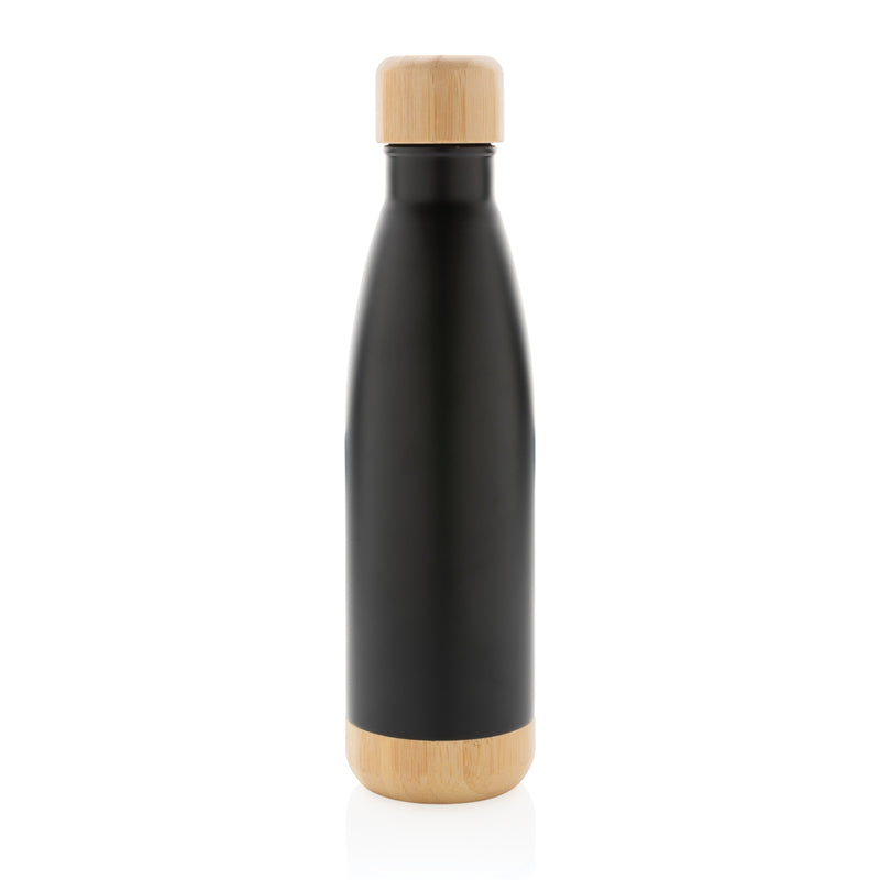 Load image into Gallery viewer, Vacuum stainless steel bottle with bamboo lid and bottom - Custom Wood Designs
