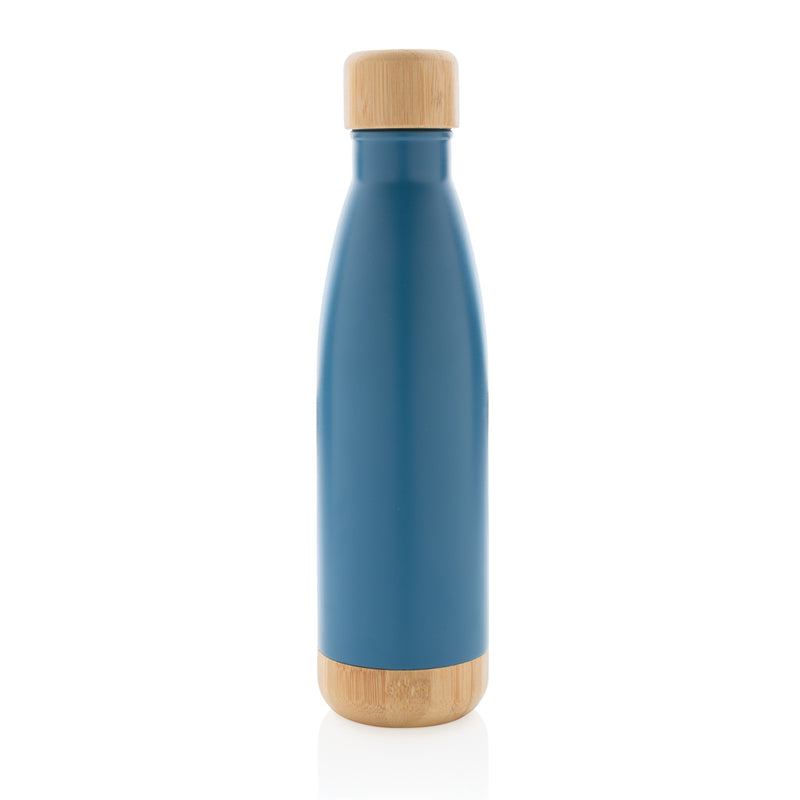 Load image into Gallery viewer, Vacuum stainless steel bottle with bamboo lid and bottom - Custom Wood Designs
