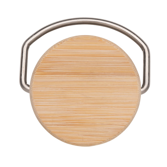 Modern stainless steel bottle with bamboo lid - Custom Wood Designs